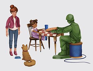 family at table with dog father is army veteran family at table with dog father is army veteran